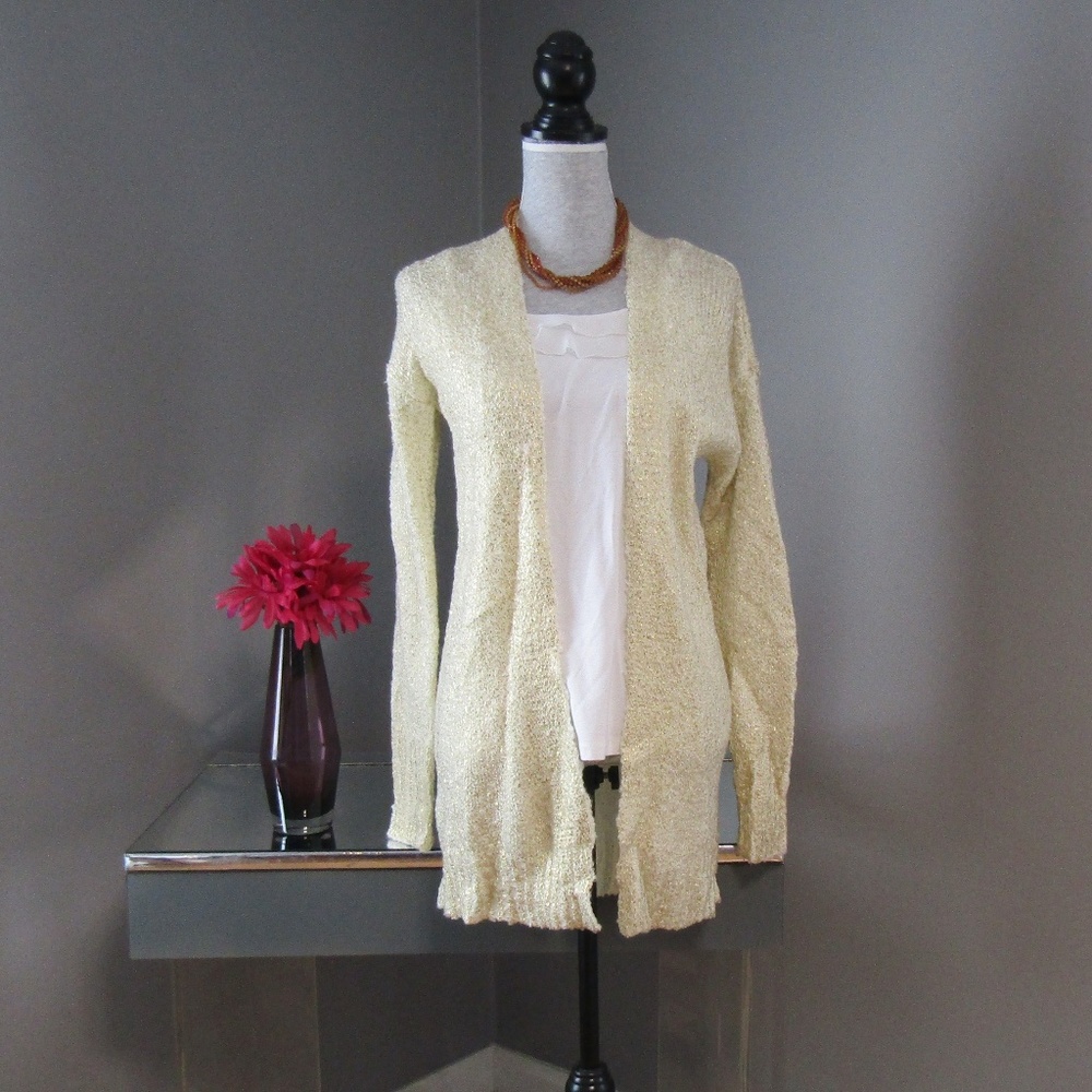 NEW Anthropologie Ruby Moon Ivory & Gold Cardigan